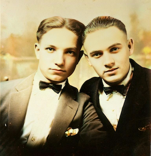 Hy Kaplan on left with friend on right.<br> (~1922)